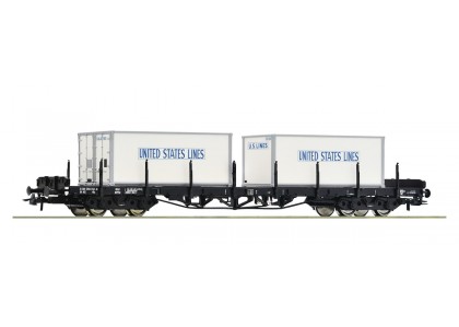 Vagon platforma incarcat cu containere United States Lines - H0 Roco 76714